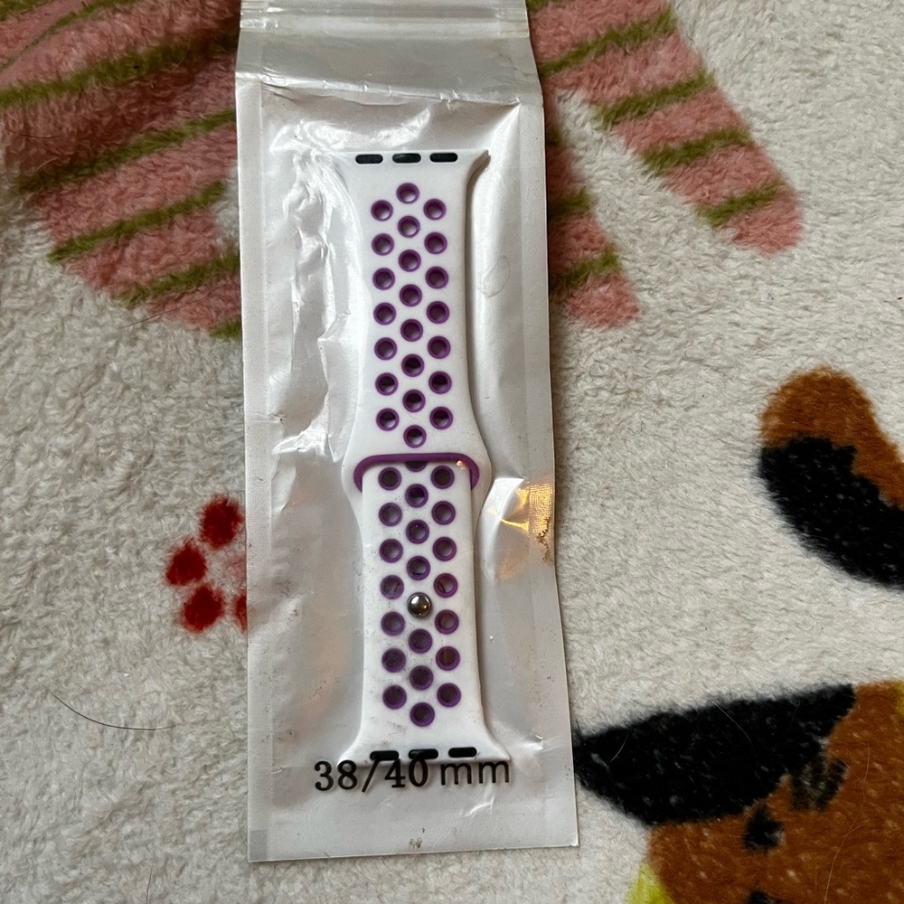 Source Unknown White and Purple Smartwatch Band